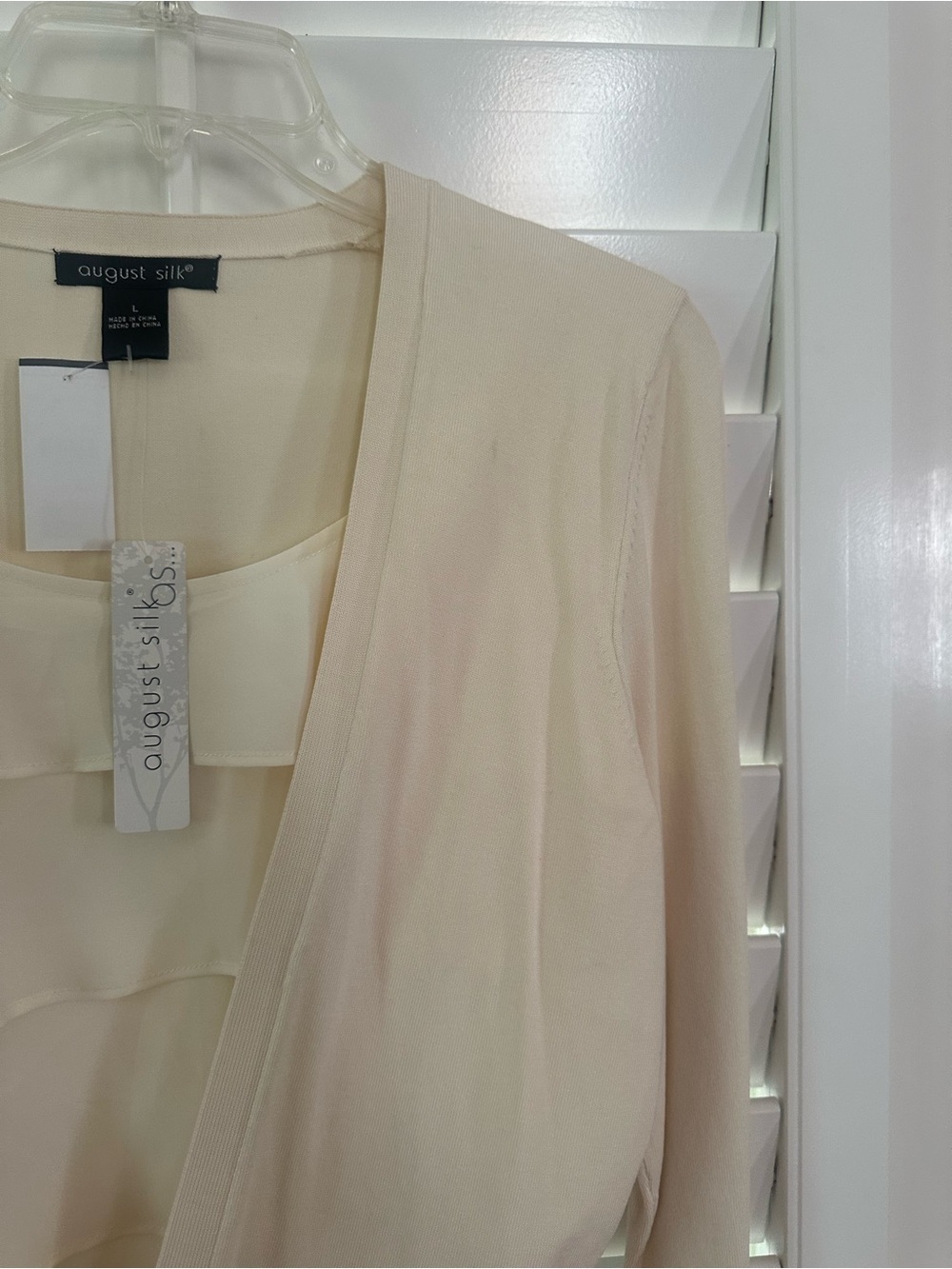 august silk Cream Layered Shell & Open Cardigan Set - Picture 7 of 10